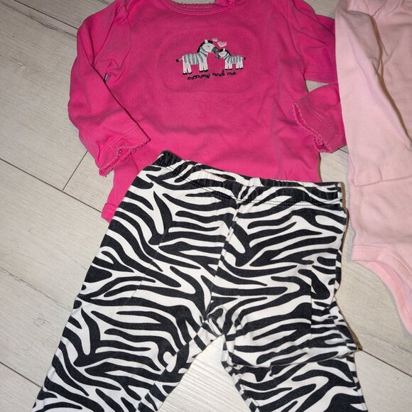 Vintage Y2K Carter's Zebra Theme Baby Girls Clothes 4pc Lot Size 9 - 12 Mos - Picture 2 of 5